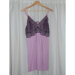 Soma Chemise Nightgown Lilac Nightie with Black & Lilac Lace Size XL Romantic